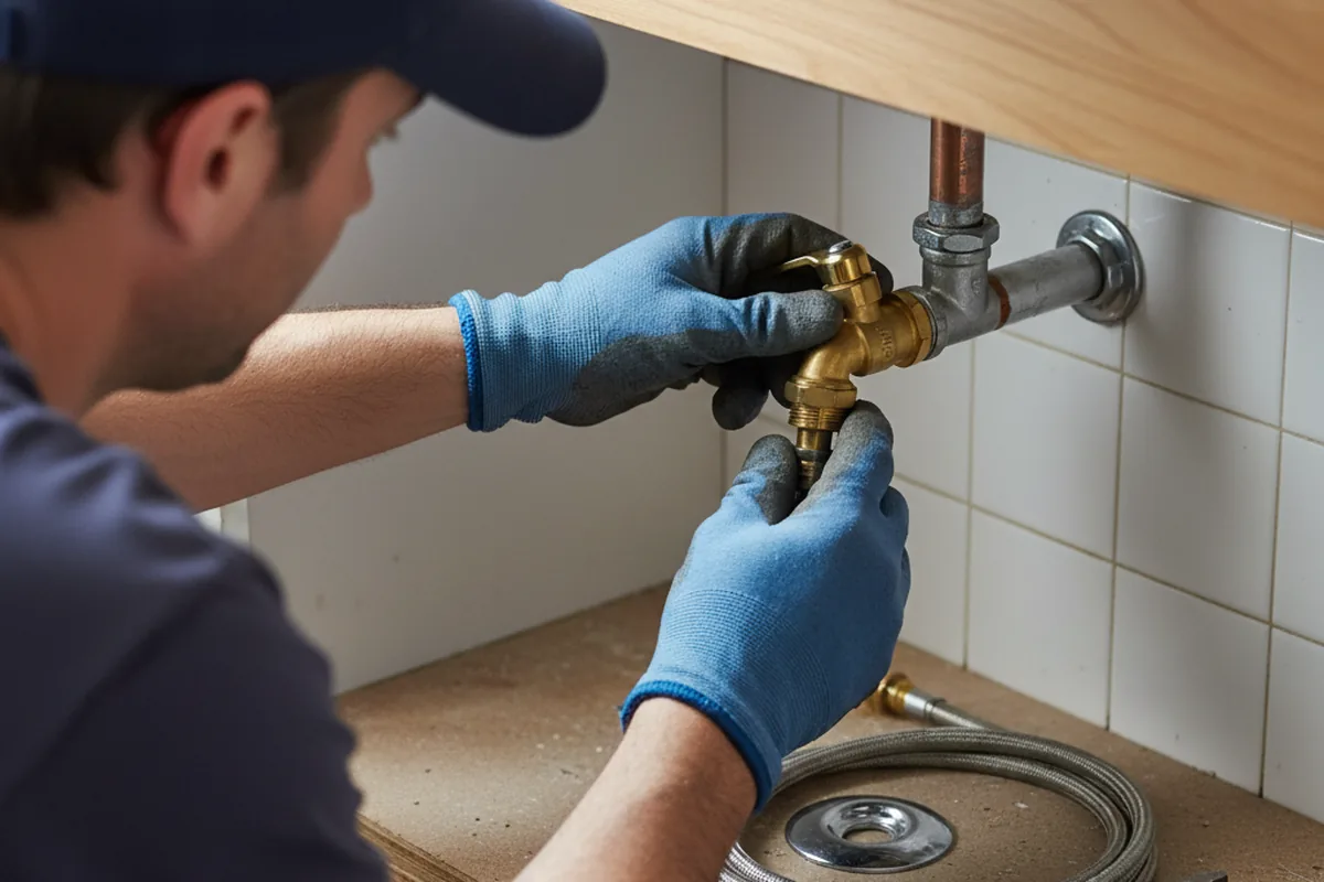 Shutoff valve and fitting work during Faucet and Fixture Repair in New Suffolk